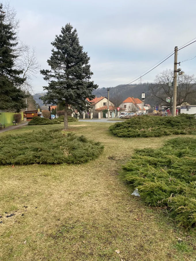 Upravená obecní zeleň ve Vraném nad Vltavou